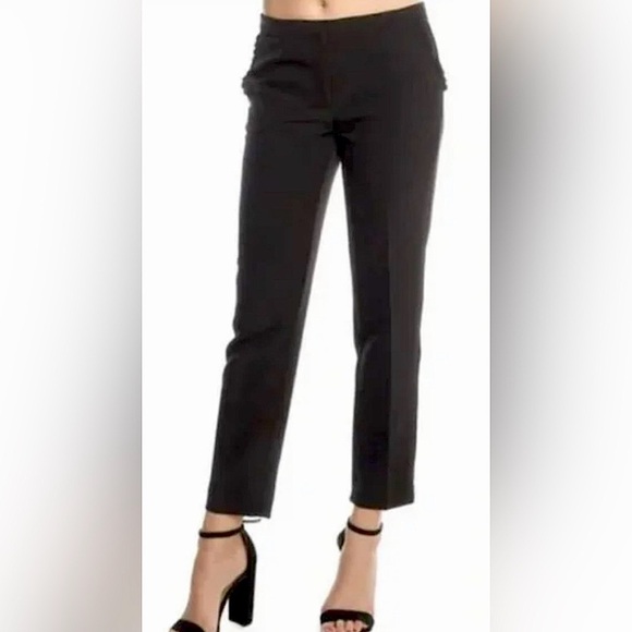 Zac & Rachel Pants - ZAC & RACHEL Black Slim Leg Ankle Pants w/Ruffled Trim Front Pockets. Size 12.